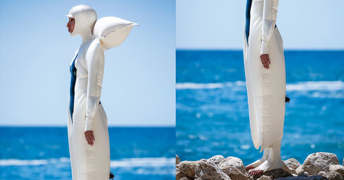 Spanish artist Siigii invents an inflatable swimsuit for people with sun allergies